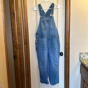Slouchy Straight Ankle-Length Jean Overalls for Women